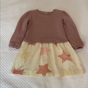 Kids Star Pattern Dress - Pink and Cream